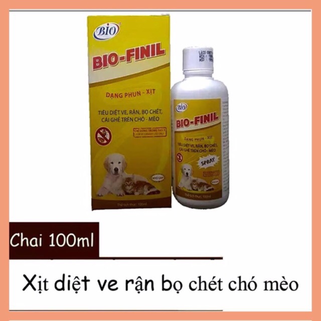 Bio- Finil Thuốc Xịt Diệt Ve, Bọ Chét, Rận, Ghẻ Trên Chó Mèo