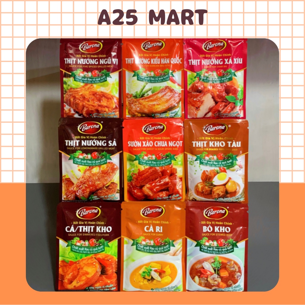 Xốt Gia Vị Hoàn Chỉnh Barona Gói 80g, Tiện Lợi, Không Cần Nêm Thêm Gia Vị