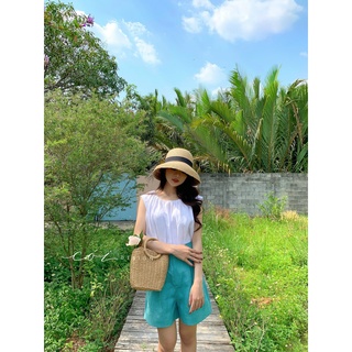 Áo linen cổ xếp nhún Cói Design