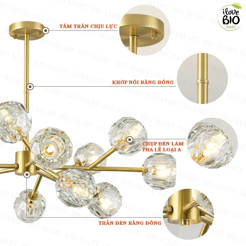 Đèn Chùm Thả Trần – Đèn Thả Trần Trang Trí Phòng Khách, Gồm 3 Chế Độ Ánh Sáng – BIO139