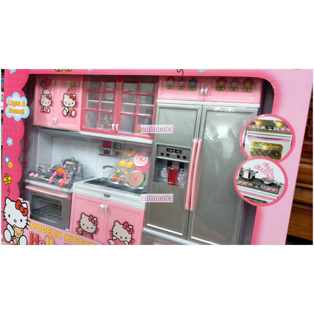 ĐỒ CHƠI NHÀ BẾP HELLO KITTY 3 NGĂN - NO.26210 , CÓ PIN ĐÈN (mẫu mới 2018)( kèm ảnh thật và clip )!!!!