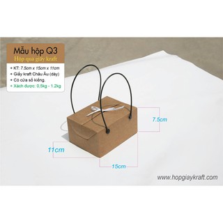25 cái -Hộp giấy kraft đựng quà tặng - thực phẩm - thức ăn - 6 hủ yến chưng - trái cây -  bánh bao - gà rán = Mẫu Hộp Q3