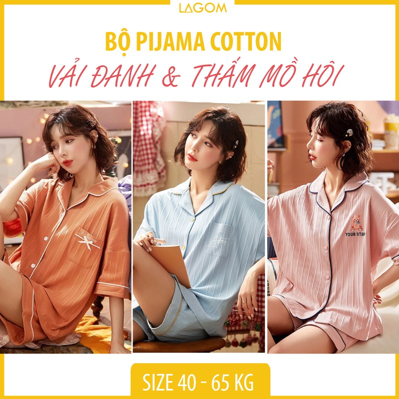 [MỀM & MÁT] Bộ Pijama Nữ Cộc Tay Cotton | Bộ Mặc Nhà Sau Sinh Mùa Hè Đẹp