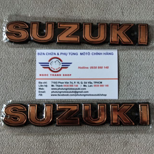 Cặp Logo chứ Suzuki thùng xăng GN125