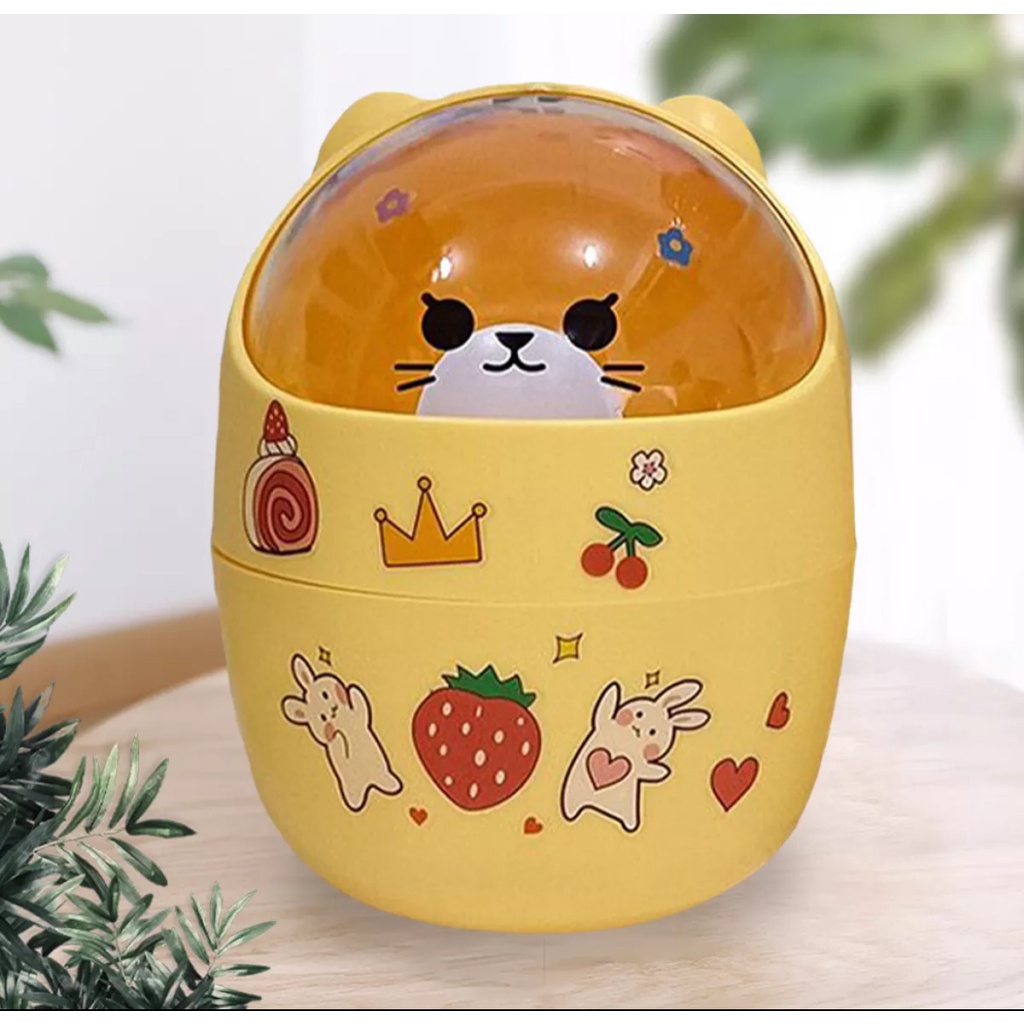 Thùng Rác Mini Để Bàn Trang Trí cực kì Cute Đáng yêu - Thùng Rác Lật Kèm Sticker