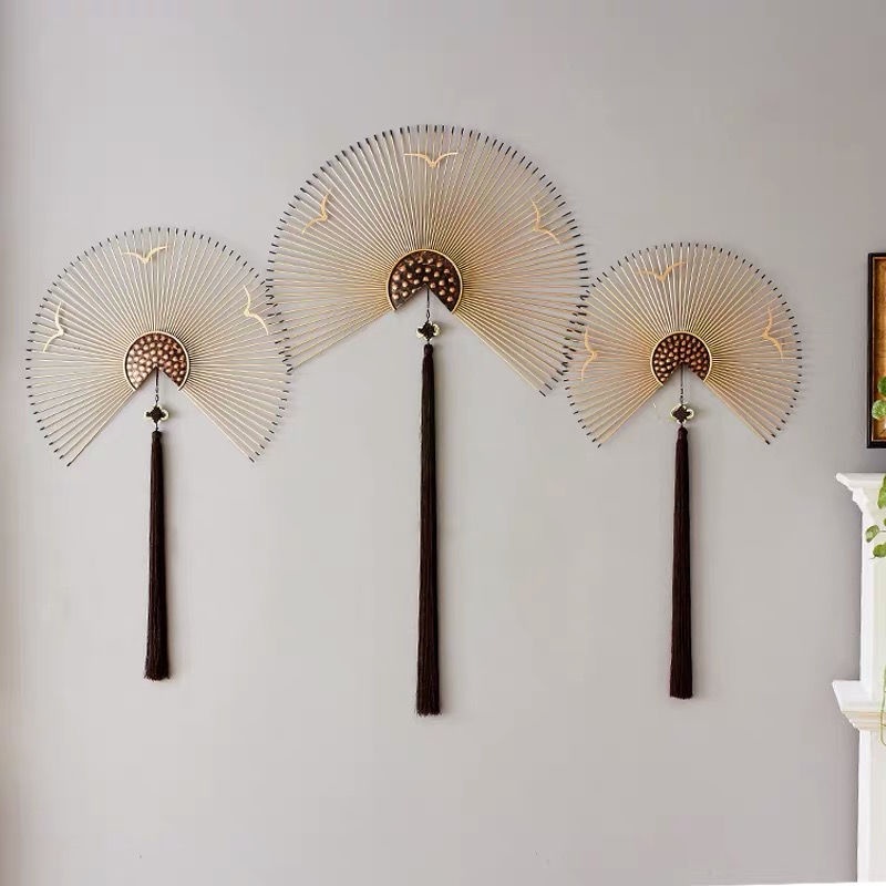 Quạt Sắt Treo Tường Trang Trí Phong Cách Trung Hoa Hàng Mới Bán Chạy Dành Cho Phòng Khách Cửa Hàng/ Cửa Ra Vào