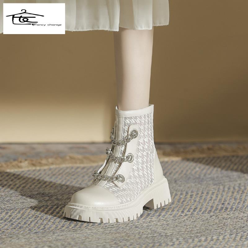 Giày Bốt Martin Da Mềm Mỏng Phối Lưới Thoáng Khí Thời Trang Mùa Hè Cho Nữ 2022