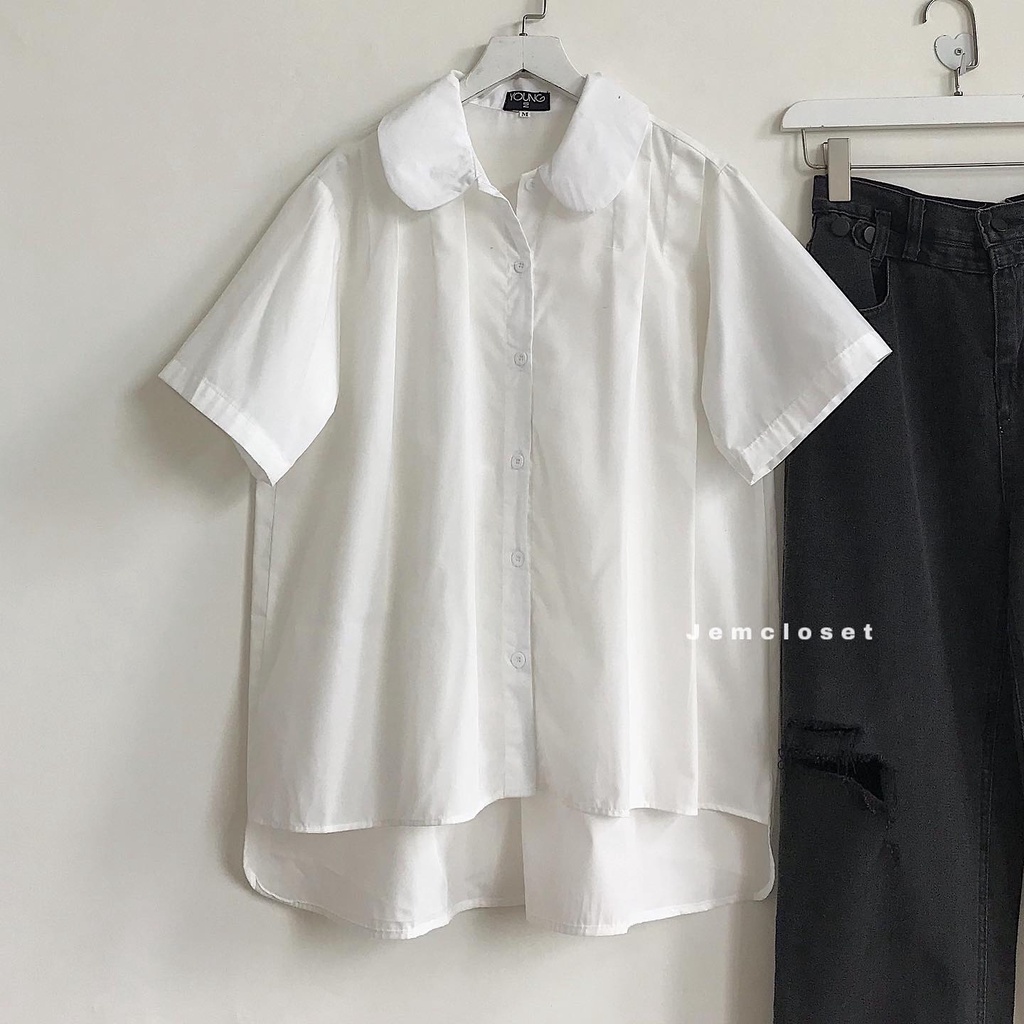 Áo Sơ Mi Nữ Tay Ngắn Form Rộng Với Thiết Kế Phong Cách Hàn Quốc Basic UA - 1731 ( Jem Closet )