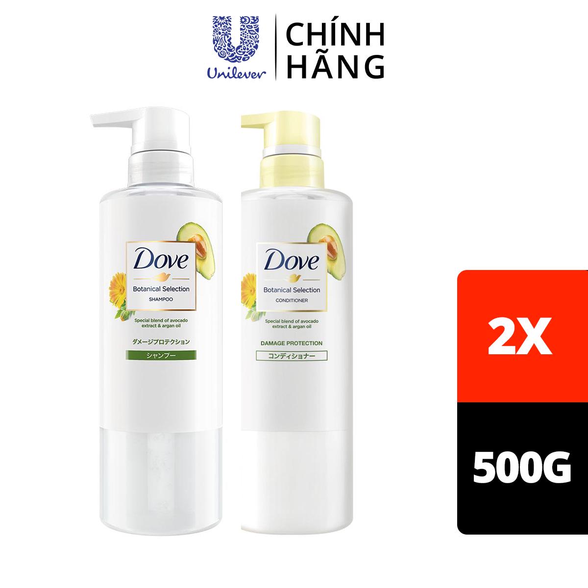 Combo Dove Nhật Cho Tóc Hư Tổn Chiết Xuất Bơ &amp; Dầu Argan Nuôi Dưỡng, Phục Hồi &amp; Ngăn Ngừa Gãy Rụng 500G/Chai