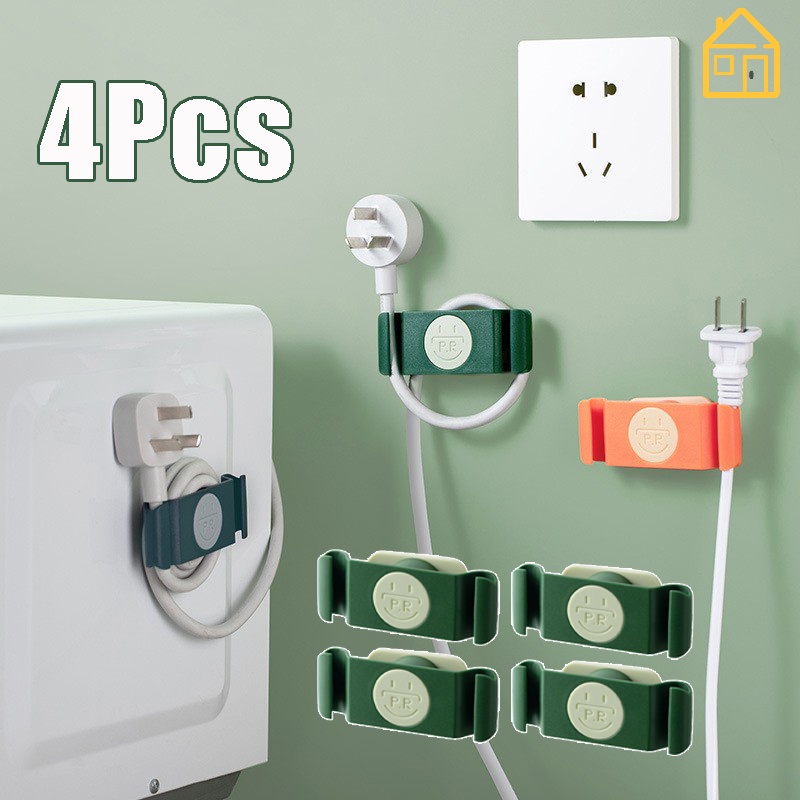 4 Miếng Keo Dính 360° Giá Đỡ Cố Định Dây Cáp Sạc USB Không Đục Lỗ Có Thể Xoay Được