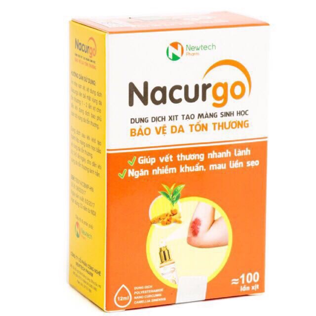 Nacurgo-✅(hàng chính hãng) Nacurgo màng xịt sinh học giúp mau lành vết thương 12ml