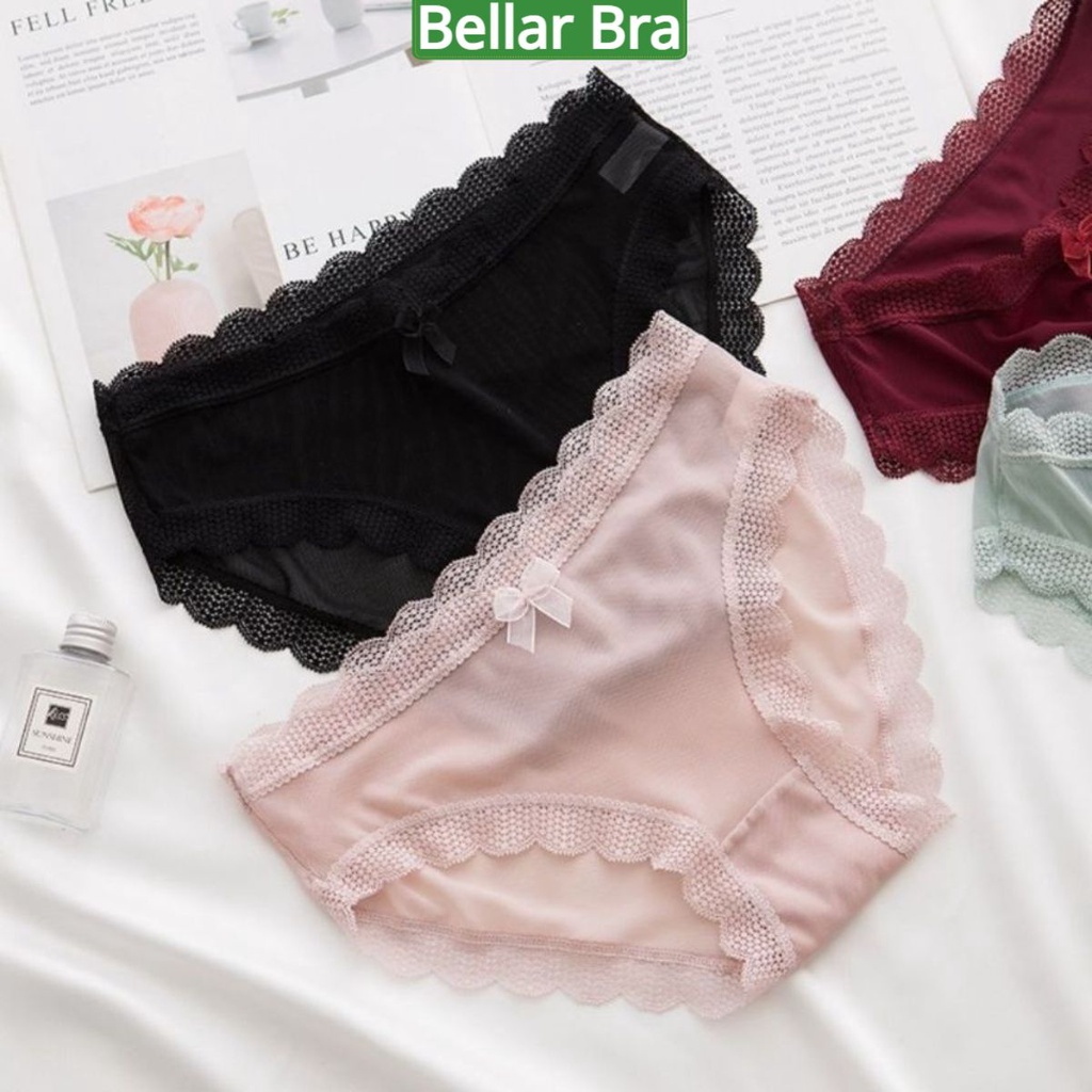Quần lót nữ ren sexy ôm dáng kháng khuẩn đính nơ gợi cảm quyến rũ L115