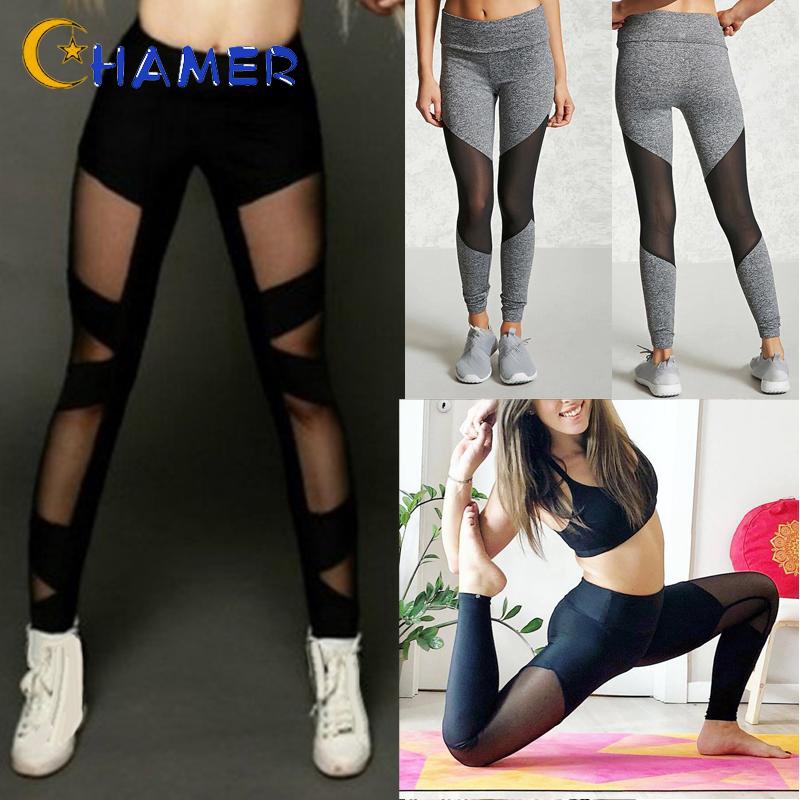 Women Ladies Trousers Mesh Jumpsuit Gym Athletic Running Trouser Fitness Stretch Skinny Casual Sexy Slim Push Up