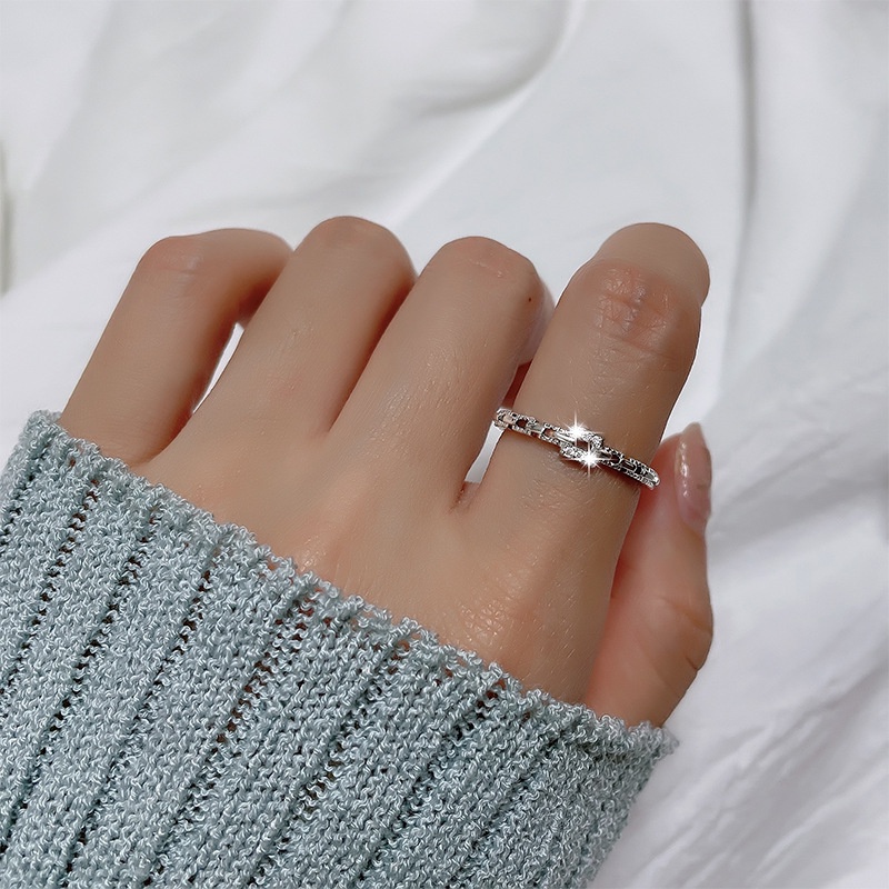 Nhẫn hở Haimeikang thiết kế đính đá lấp lánh phong cách sang trọng