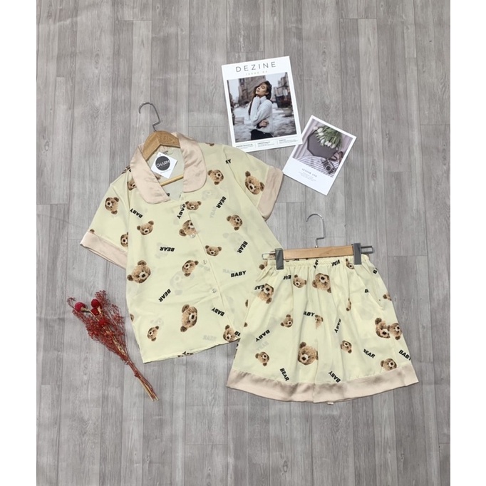 Set Đồ Pijama VANJOLI - Ảnh thật Lụa Mango Loại 1 Đồ Bộ Nữ Mặc Nhà Áo Cộc Bèo Sen Quần Ngắn Hoạ Tiết Dễ Thương FREESIZE