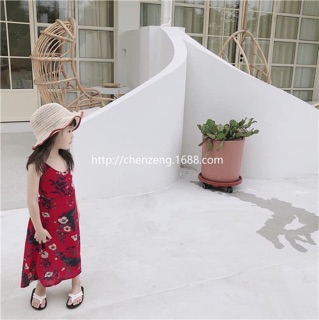 Đầm maxi hở lưng đi biển cho bé