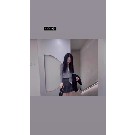 Áo cardigan dệt kim hai mảnh màu đen, xám, vàng, xanh nhạt