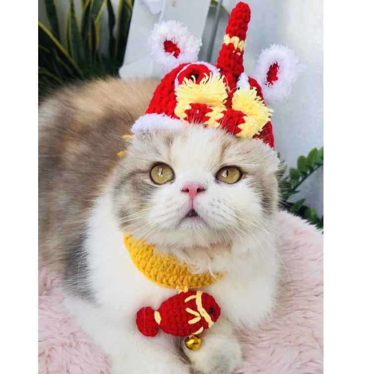 Mũ nón trung thu cosplay kỳ lân cho mèo chó phụ kiện mũ nón thú cưng