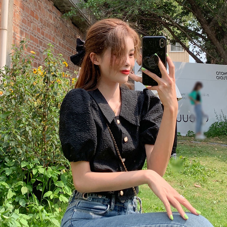 Áo Kiểu Tay Phồng Ngắn Phong Cách Pháp Thời Trang Mùa Xuân 2022 Cho Nữ