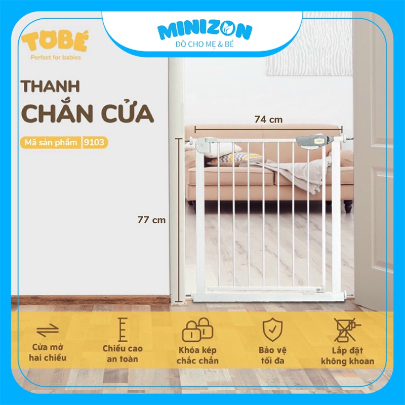 Thanh chặn cửa - chặn cầu thang TOBÉ siêu tiện lợi an toàn cho bé