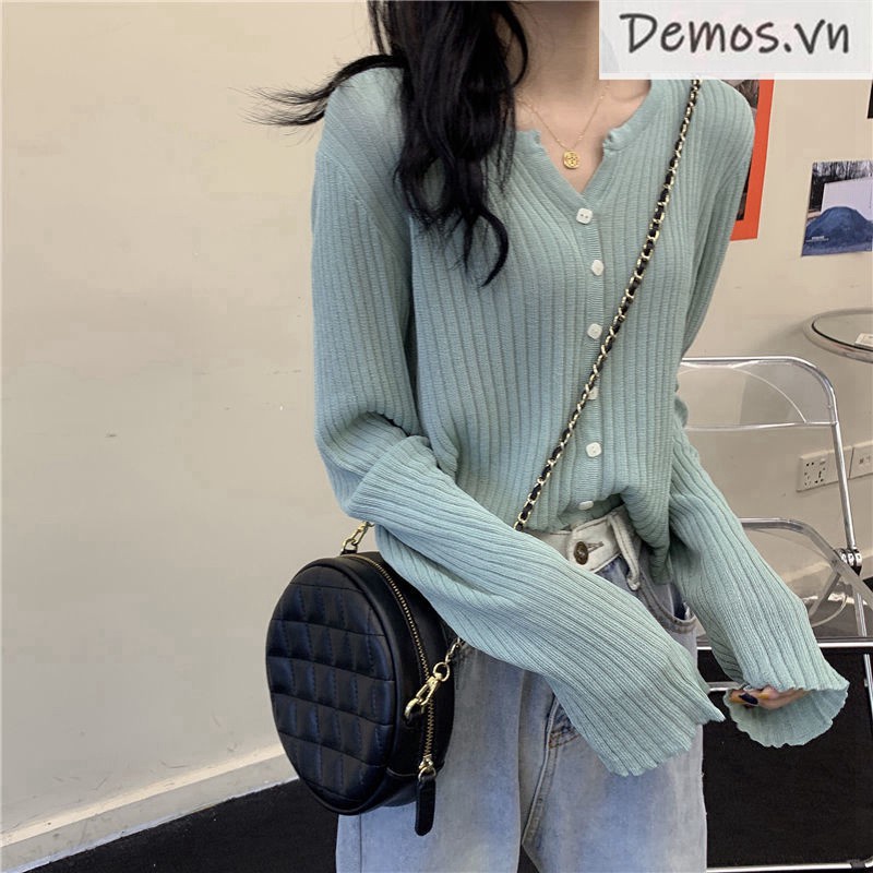 Áo Cardigan Dệt Kim Tay Dài Dáng Rộng Cổ Chữ V Thời Trang Mùa Thu Cho Nữ