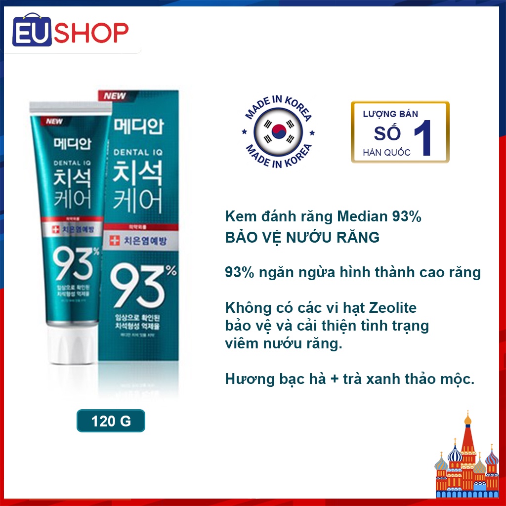 [CHÍNH HÃNG] Kem đánh răng Median 93% Hàn Quốc Tuýp 120g