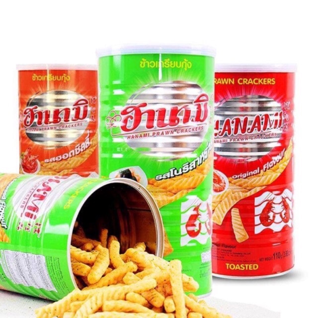 Snack Tôm Lon Thái Lan HANAMI Đủ Vị Lon 110gr