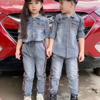 Bộ jean mềm cho bé trai bé gái