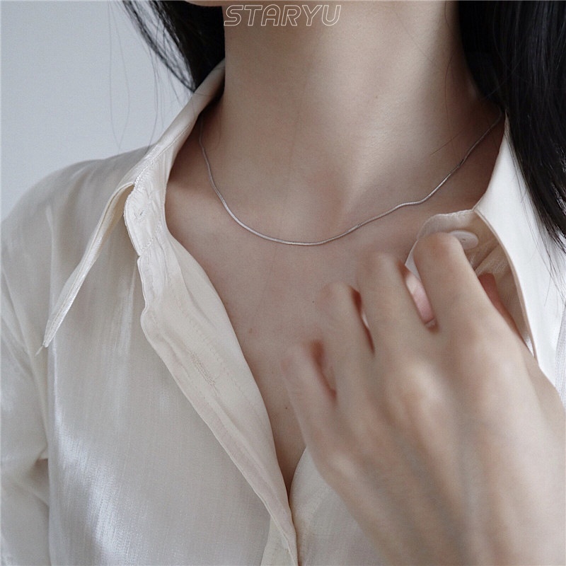 Vòng cổ bạc 925 thiết kế đơn giản thời trang thanh lịch cho nữ