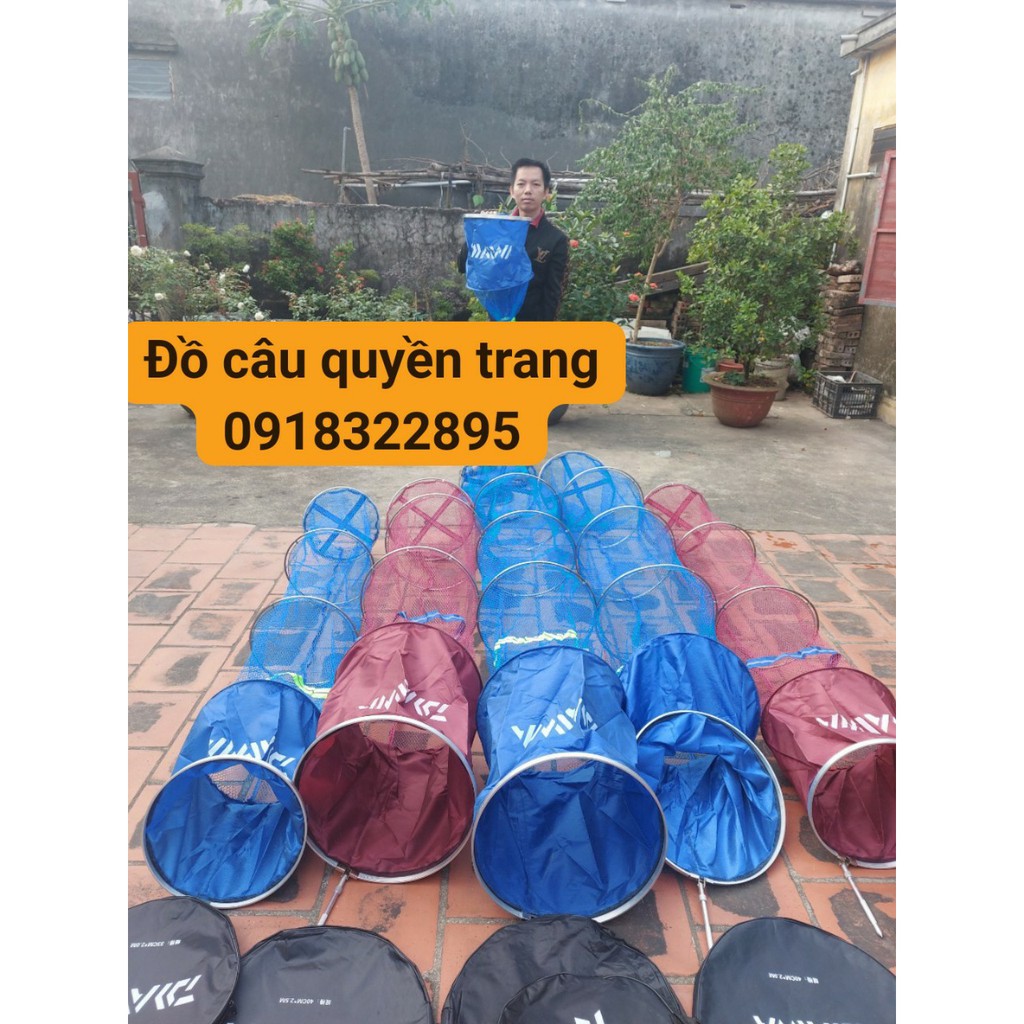 Rọng đựng cá chất liệu dù.giỏ đựng cá vành chất liệu inox(kích thước vành 40cm)