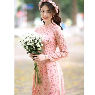 Áo Dài , Áo Dài truyền thống vải voan hoa nhí xinh xắn ★QA