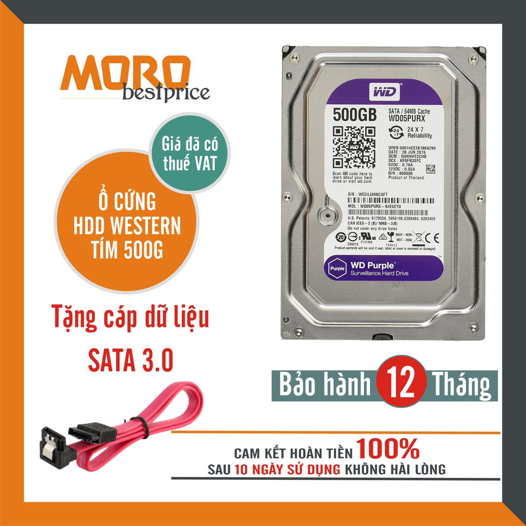 Ổ cứng Camera HDD WD Purple 500GB - Bảo hành 12 tháng 1 đổi 1