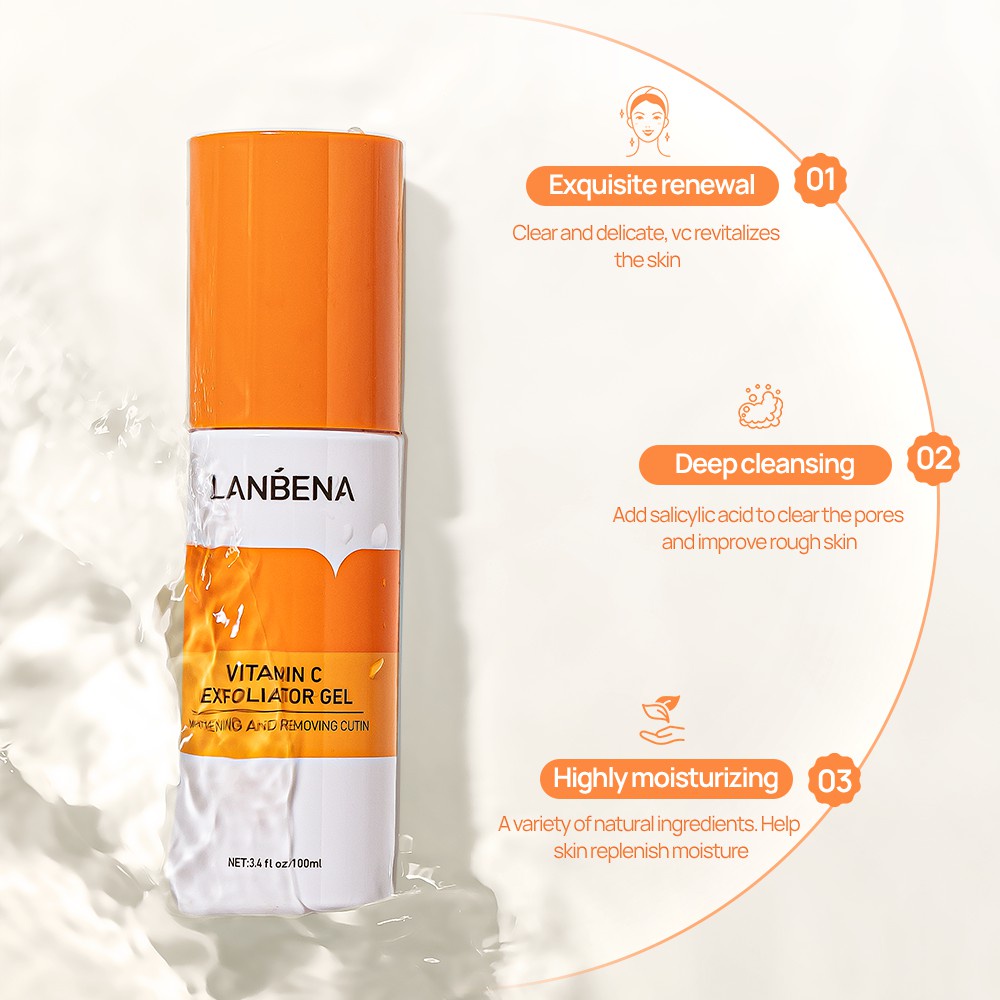 Gel tẩy tế bào chết vitamin C Lanbena làm sạch sâu chân lông, dưỡng ẩm, bật tone, chống lão hoá 100ml- Hanayuki Asia