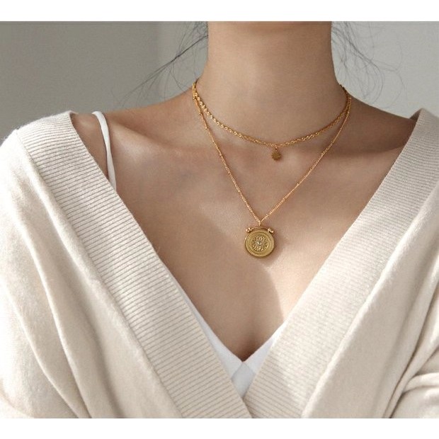 Dây Chuyền Mặt Tròn Phong Cách Baroque Sang Trọng