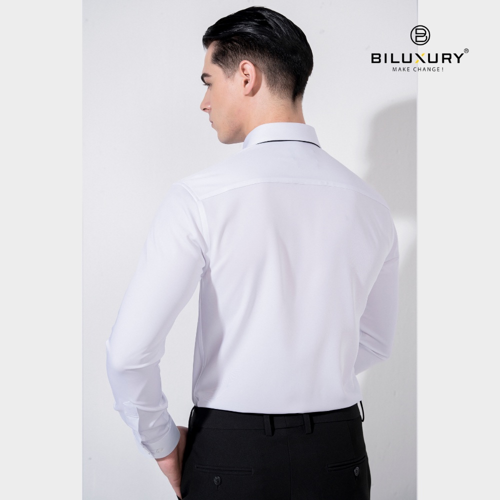 Áo sơ mi nam trắng dài tay Biluxury form Bodyfit ôm vừa basic thanh lịch 4SMDB002TRK