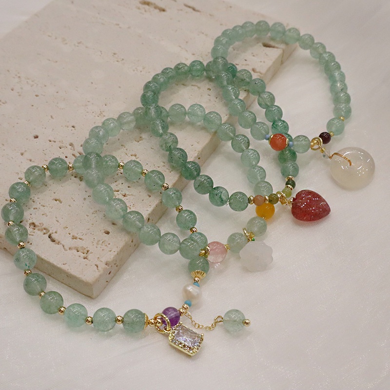 [Hàng Mới] Vòng Tay Co Dãn Đính Hạt Pha Lê Xanh Lá