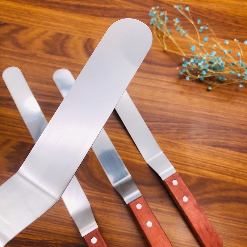 Dao chà láng bánh kem gấp khúc cán gỗ