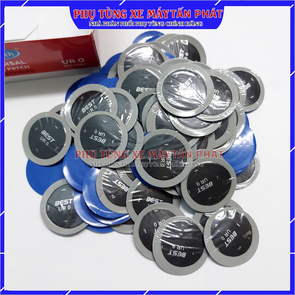 Hộp 100 miếng Tròn 35mm Vá Vỏ - Ruột Xe Đạp Xe Máy Ô Tô Chính Hãng Bestpatch Made INDIA