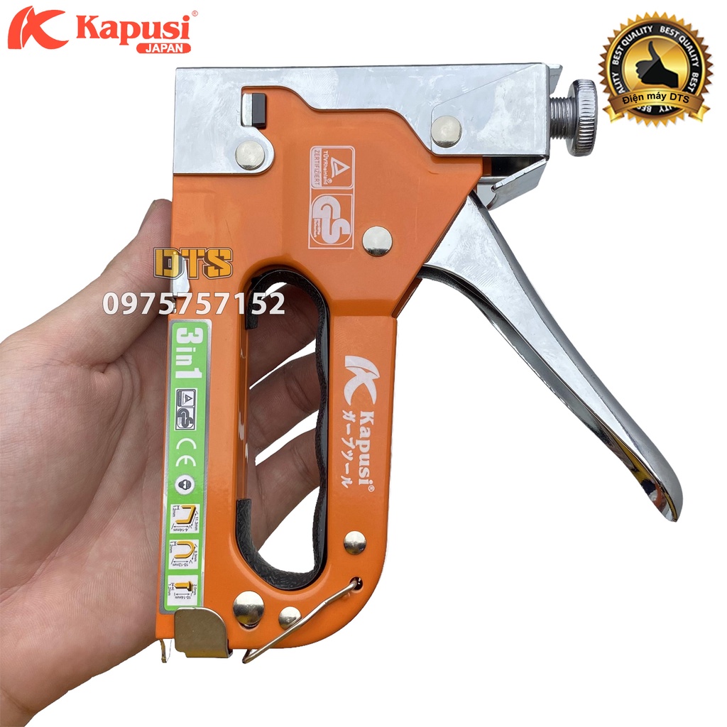 Kìm bấm đinh ghim đa năng 3 trong 1 hãng Kapusi K-7106, Súng bắn ghim có điều chỉnh tăng lực bấm – Tặng kèm 600 mũi ghim