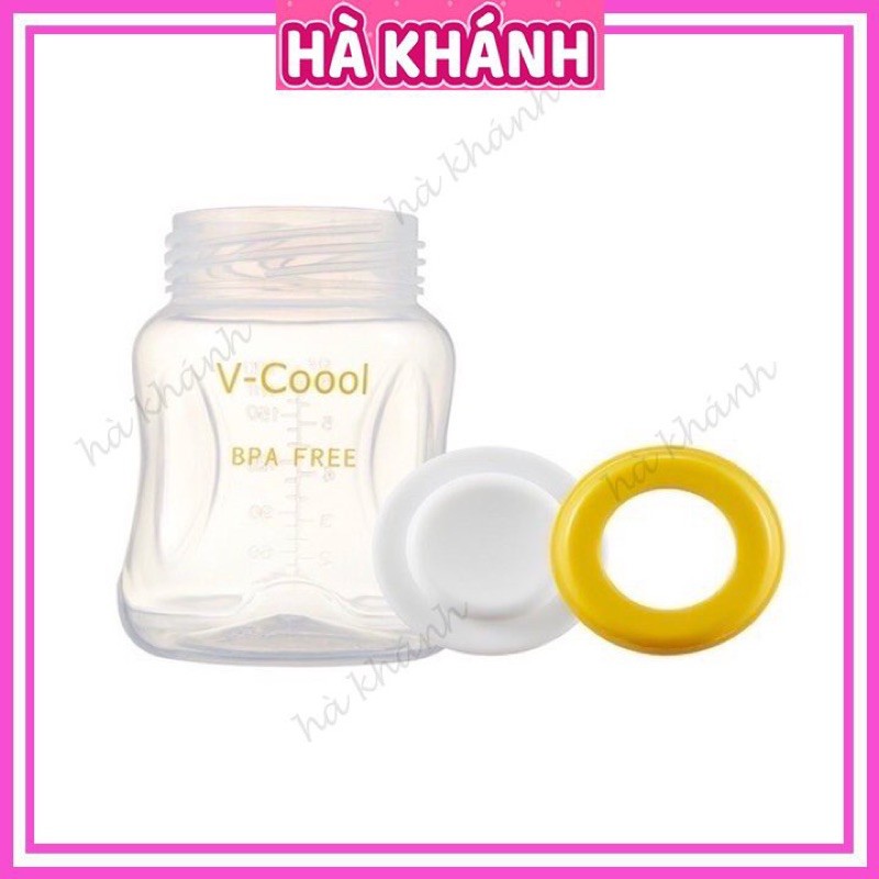 Bình trữ sữa Vcool cổ rộng 180ml chính hãng có vạch chia, chất liệu PP Free BPA An toàn cho bé