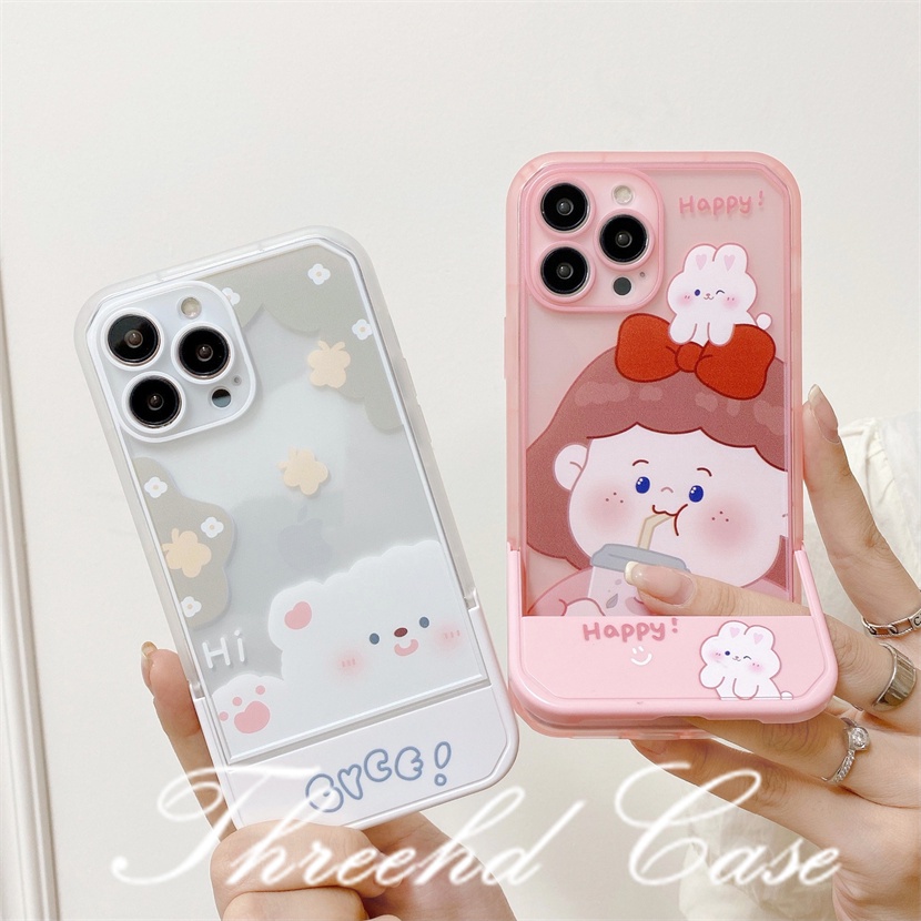 Ốp Điện Thoại Dẻo Họa Tiết Gấu &amp; Ngôi Sao Kèm Giá Đỡ 2 Trong 1 Cho iPhone 13 12 11 Pro Max SE2020 X XR Xs Max 7 8 Plus