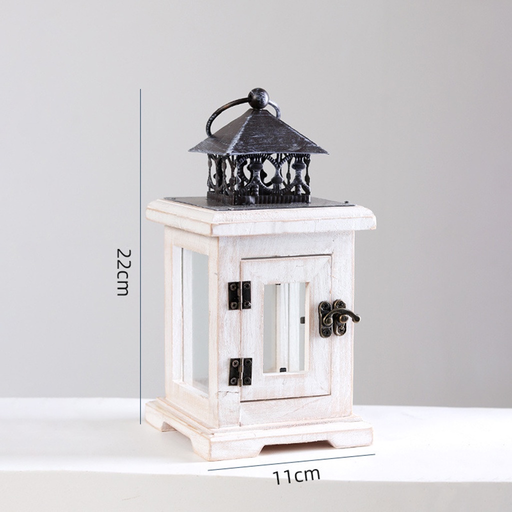 Giá đỡ nến thiết kế đèn lồng bằng gỗ độc đáo trang trí nhà ở phong cách cổ điển
