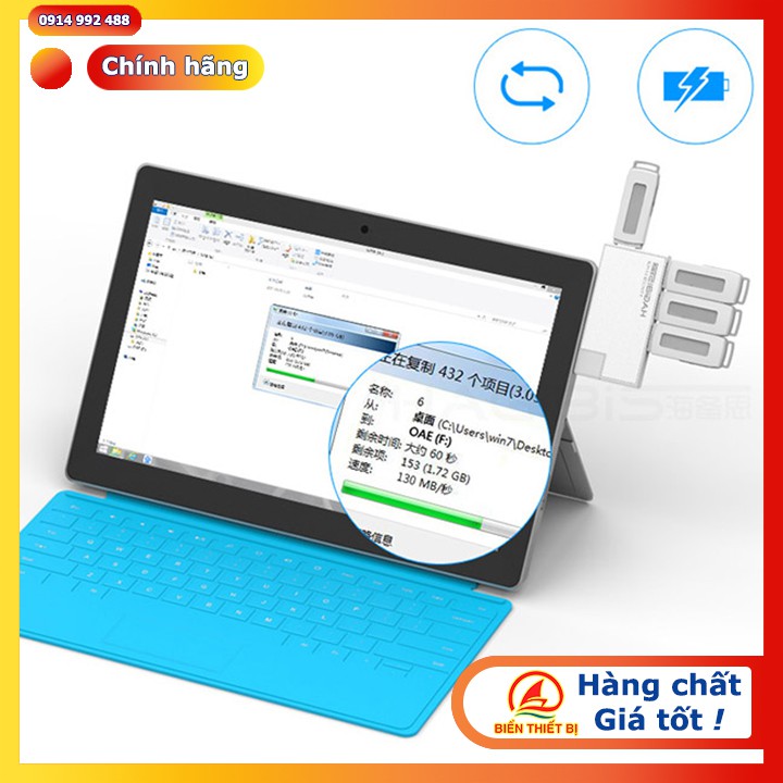 Hub chia USB 3.0-1 ra 4 vỏ nhôm - Bộ chia USB 3.0 cho Máy tính PC, Laptop, Máy tính bảng