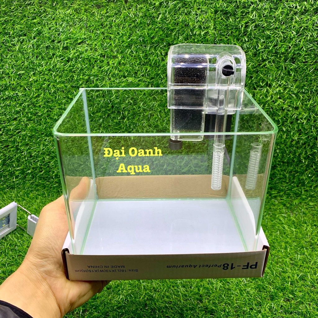 { RẺ VÔ ĐỐI } Bể Cá Kính Đúc 18cm Mini Để Bàn, Dài 18cm Rộng 13cm Cao 15cm-Bể Cá Cảnh Mini