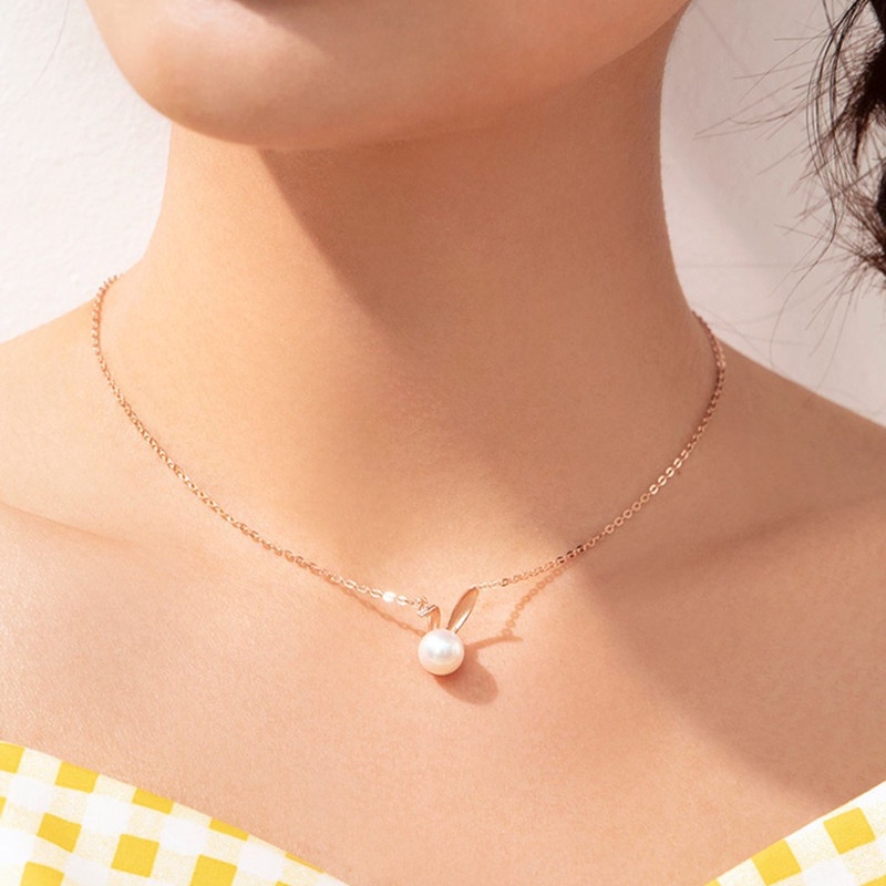 Vòng cổ Mặt Hình Thỏ Đính Ngọc Trai Dễ Thương