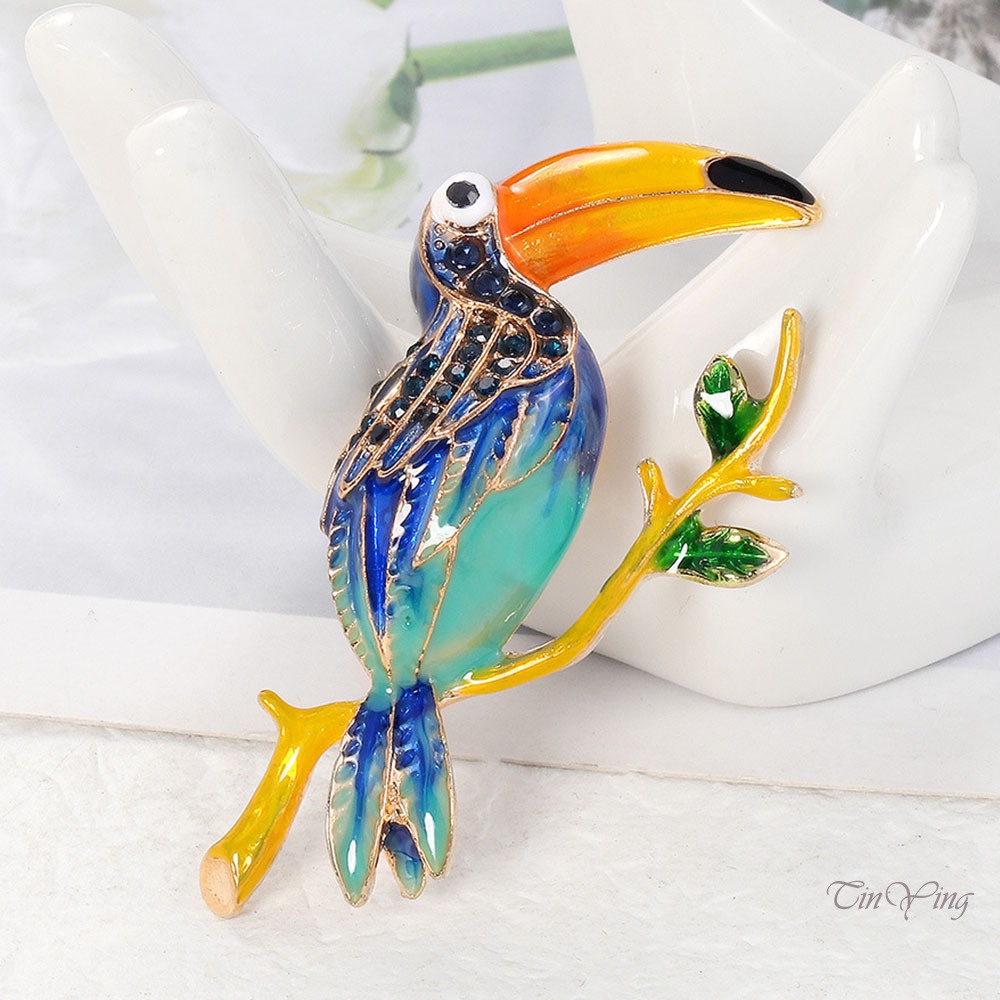 GETNOIVAS Ghim Cài Áo Hình Chim Vẹt Bằng Hợp Kim Đính Đá 5.40 * 2.70 * 1.00