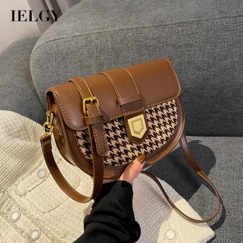 Túi đeo chéo vai IELGY họa tiết sọc caro thời trang sành điệu cho nữ