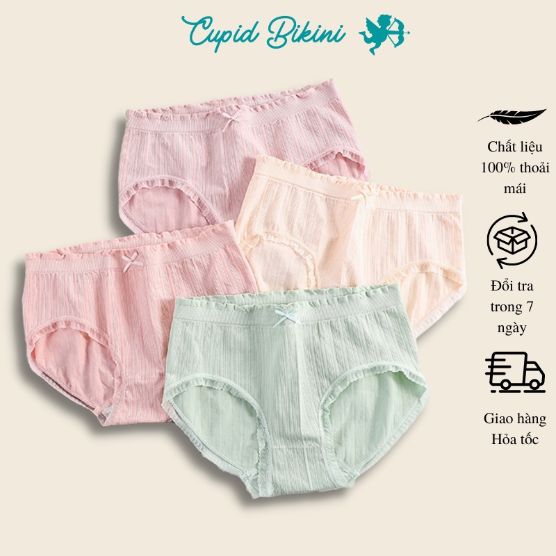  Quần lót nữ cotton gân tăm mềm mại kháng khuẩn siêu có giãn