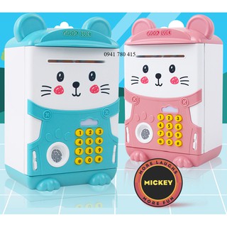 (Tặng 1 giá đỡ điện thoại) Két sắt mini thông minh dành cho bé, mở bằng mật mã với cảm biến vân tay, hiện đại, có nhạc