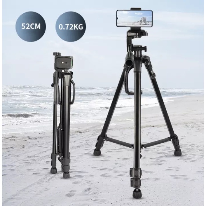 Chân Giá Đỡ Máy Ảnh Tripod 3366 Cao 1m5 Có Tay Cầm Quay Phim kẸP ĐIỆN THOẠI